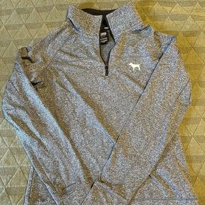 PINK grey/black quarter zip pullover sweatshirt athletic